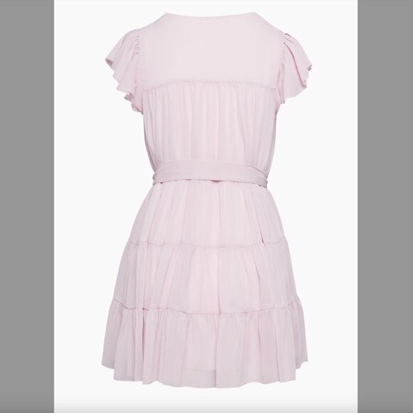 Aritzia Little Moon Sol Dress Lilac Size L | Semi-sheer tiered belted mini dress - Picture 9 of 12